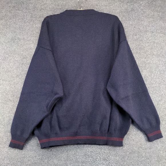 Antartex Men's Pullover Knit Sweater Blue XL Diamond Patch Striped Wool Vintage - Picture 5 of 12